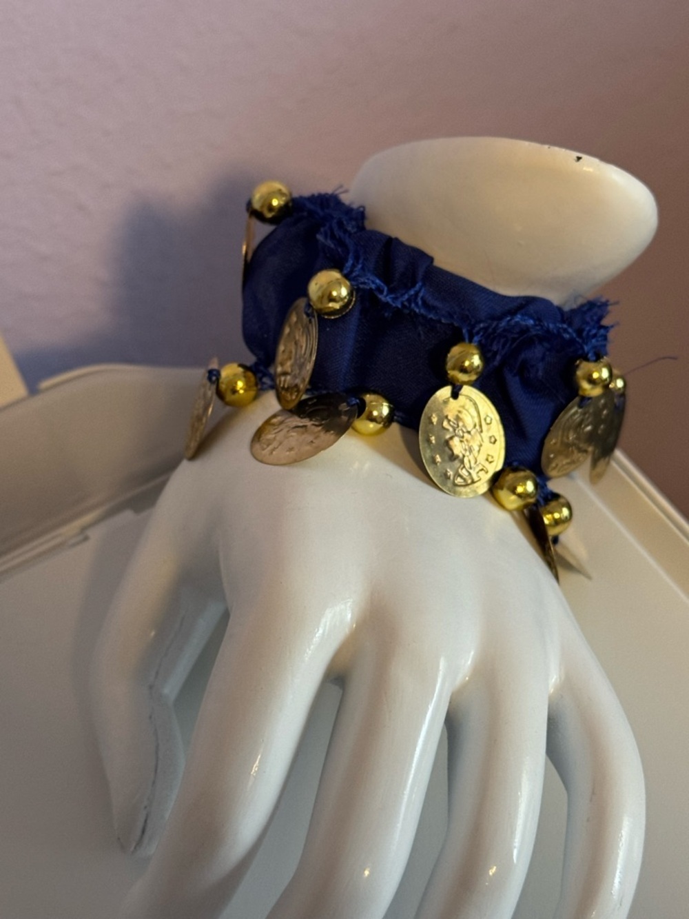 Belly Dancing pair of Wrap Bracelets with Gold Coin Charms